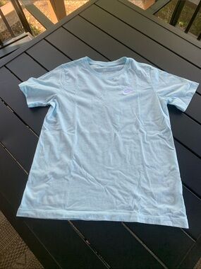Nike Light Blue Kids Short Sleeve Tee with Subtle Logo